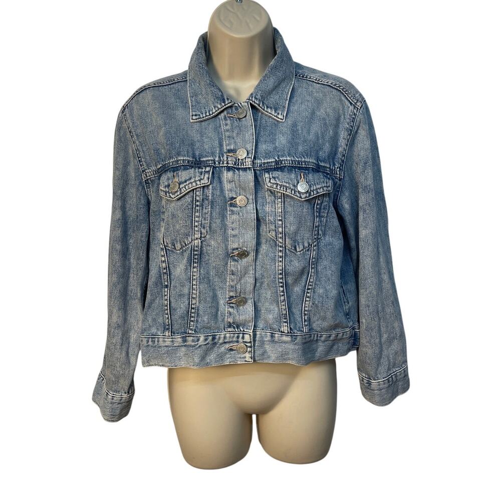 Gap Denim Womens Light Wash Cropped Relaxed‎ Trucker Jacket Light Anita S